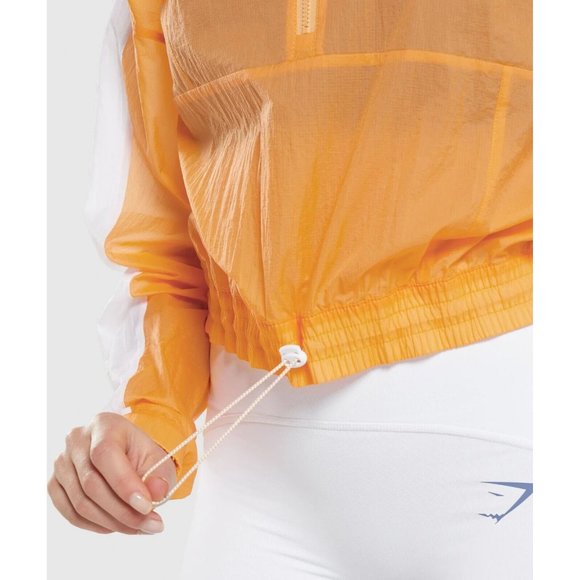 GYMSHARK Women's Pulse Woven Full Zip Jacket SIZE MEDIUM Apricot Orange NWOT - Picture 4 of 5